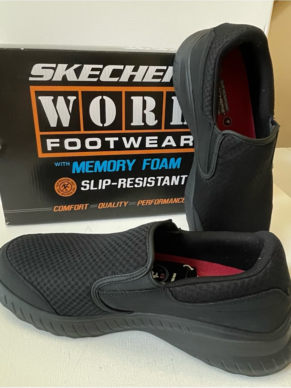 NIB SKECHERS MENS WORK SLIP RESISTANT RELAXED FIT SQUAD CHAOS URGRAN MEMORY FOAM